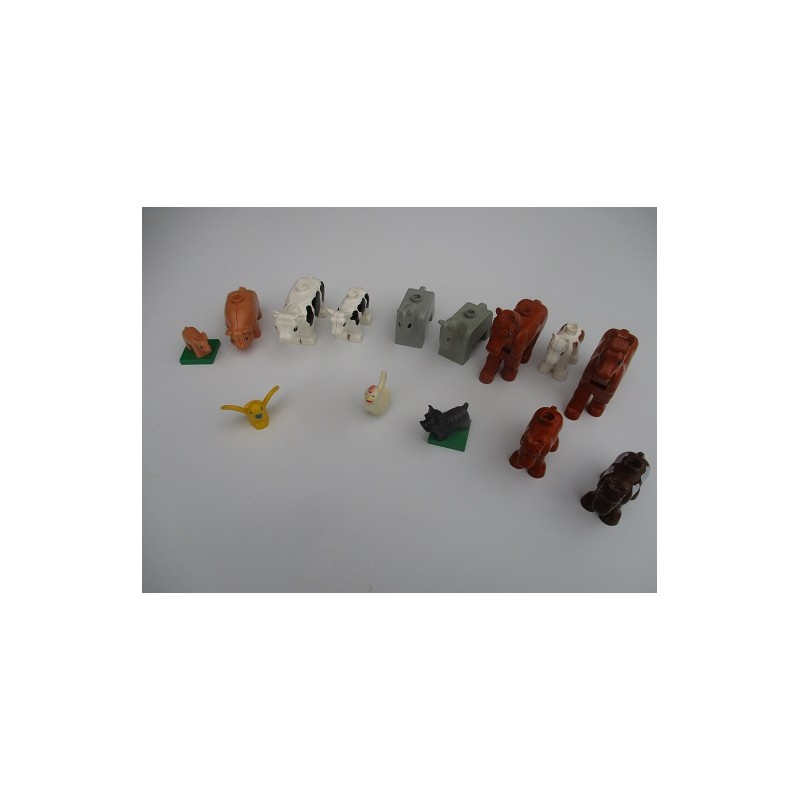 Duplo  14 animaux de ferme : chevaux ,vache, cochon, chien oiseau vintage