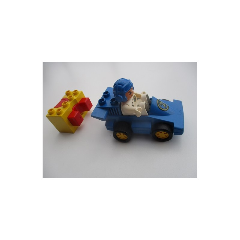 Duplo 2609 et 3085 voiture de course avec rampe de tir et chauffeur Légo