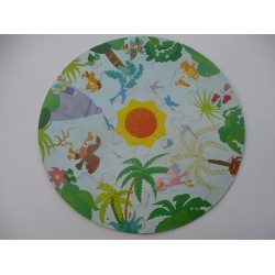 puzzle rond 3 cercles concentriques Bourrelier oiseau singe éléphant