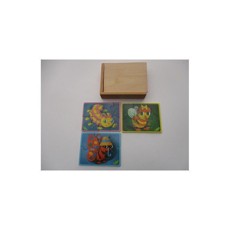 Puzzle drole de petites betes 6 pièces en bois - Vilac